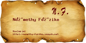 Némethy Füzike névjegykártya